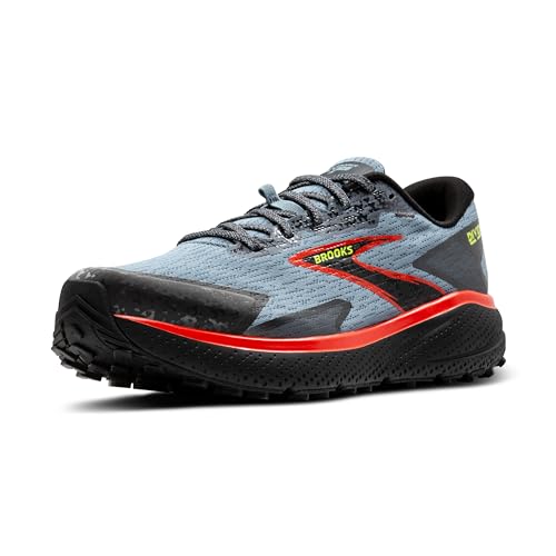 Brooks Men’s Divide 5 Trail Running Shoe - Citadel/Ebony/Lime - 8.5 Medium