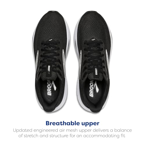 Brooks Men’s Ghost 17 Neutral Running Shoe - Black/Grey/White - 9.5 Medium