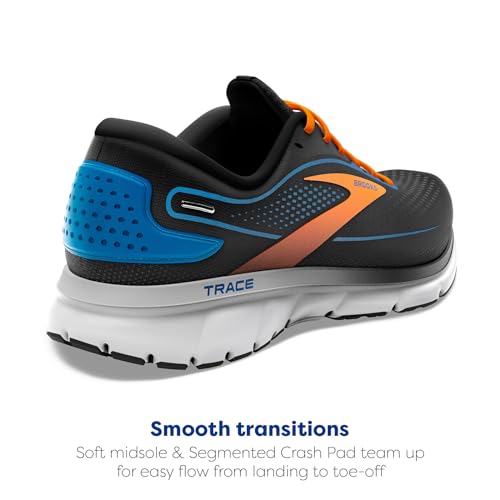 Brooks Men’s Trace 2 Neutral Running Shoe - Black/Classic Blue/Orange - 11.5 Medium