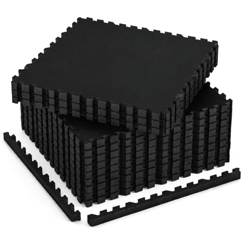 AIRHOP 1" Ultra-Thick 48 Sq Ft Rubber Top Gym Flooring for Home Gym