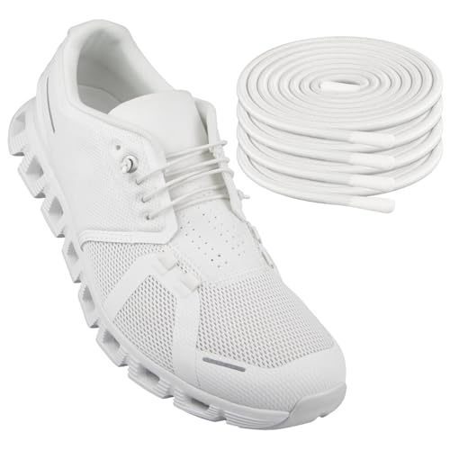 Endoto 2 Pairs Elastic Shoelaces for ON Cloud 5 & 6 No Tie Replacements Shoes Laces Stretchy Bungee Running Training(Color:White,Size:26Inch)