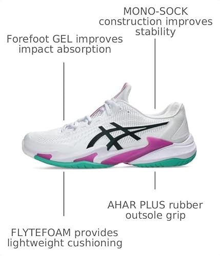 ASICS Men's Court FlyteFoam 3 Tennis Shoes, 15, White/Digital Sakura