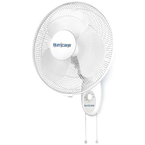 Hurricane Supreme Oscillating Wall Fan, 3 Speeds, White - 16in