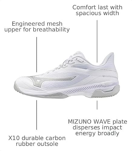 Mizuno Wave Exceed Court AC Women's Racquet Sports Shoes, White-Ultimate Grey, US Womens 9.5