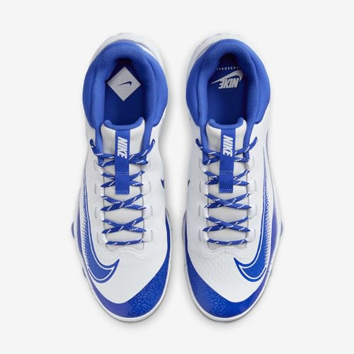 Nike Alpha Huarache Elite 4 Low MCS Men's Baseball Cleats (FD6255-106, White/Hyper Royal) Size 10.5