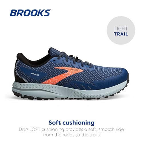 Brooks Men’s Divide 4 Trail Running Shoe - Blue/Navy/Firecracker - 7 Medium