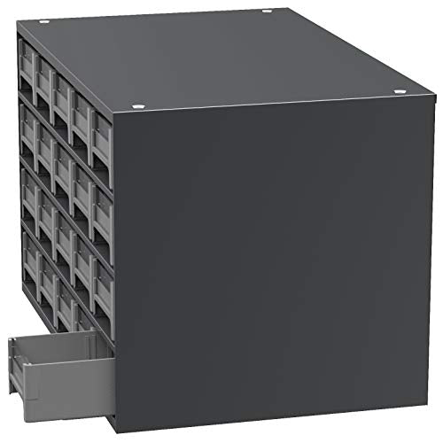 Akro-Mils Steel Garage Storage Cabinet, Small Parts Organizer Metal Cabinet for Hardware, Nails, Screws, Bolts, Nuts, and More, 17" W x 11" D x 11" H, 20-Drawer, Gray Cabinet/Gray Drawers (19320)