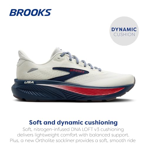 Brooks Women’s Ghost 18 Neutral Running & Walking Shoe - Coconut/Red/Blue - 7.5 Medium