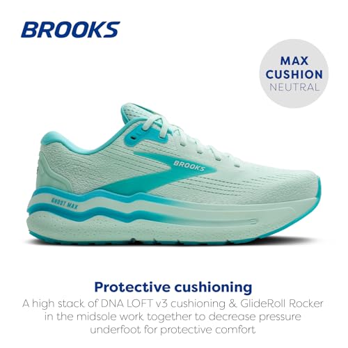 Brooks Men’s Ghost Max 2 Neutral Running & Walking Shoe - Honeydew/Blue/White - 12.5 Medium