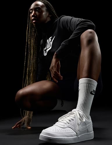 Nike Women's Court Vision Low Next Nature Shoes, White/White-White, 8