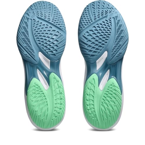 ASICS Men's Sky Elite FlyteFoam Mid Top 3 Volleyball Shoes, 10.5, White/SABA Blue
