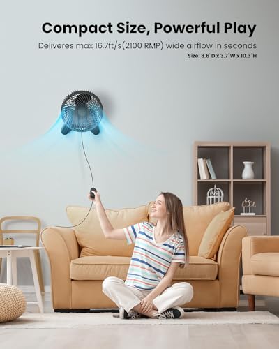 Koonie 8'' Wall Mount Fan, Quiet Small Fan with Timer, 8.2ft Wired Remote
