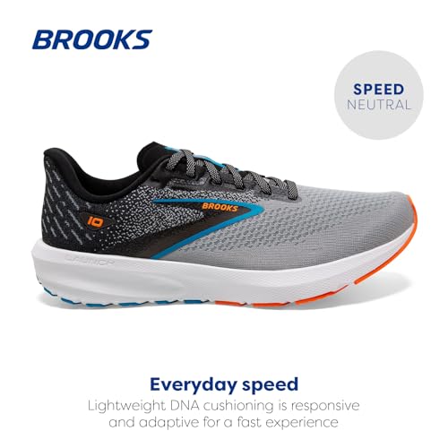 Brooks Men's Launch 10 Shoes, Black/Grey/Orange Clown Fish, 12 M