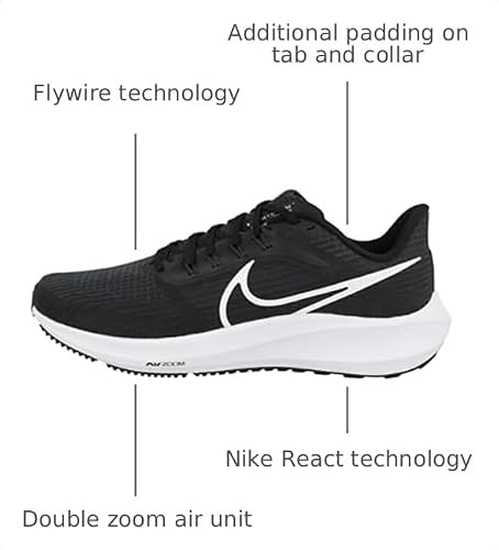 Nike Mens Air Zoom Pegasus 39 Running Shoes, Black/White-DK Smoke Grey, 9 UK (10 US)