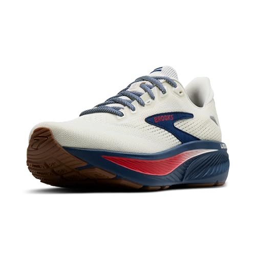 Brooks Women’s Ghost 18 Neutral Running & Walking Shoe - Coconut/Red/Blue - 7.5 Medium