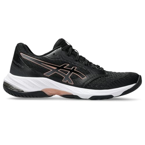 ASICS Women's Netburner Ballistic FlyteFoam 3 VolleyballShoes, 8, Black/Rose Gold