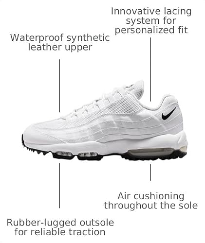 Nike Air Max '95 G Golf Shoes (White/White/Light Graphite/Black) Size 12