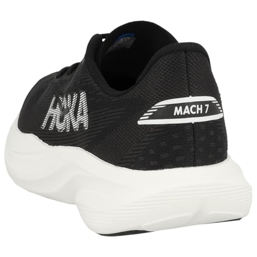 Hoka Women's Mach 7 Sneaker, Black/White, 8