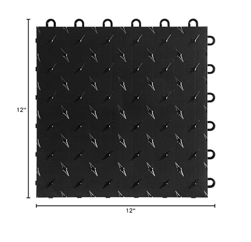Speedway Diamond Interlocking Garage Floor Tiles 12 x 12 x 0.5 in, Black, 50 Piece Set