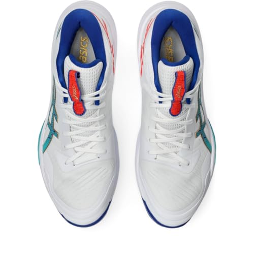 ASICS Men's Sky Elite FlyteFoam Mid Top 3 Volleyball Shoes, 10.5, White/ASICS Blue