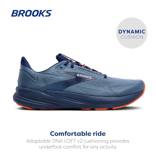 Brooks Men’s Revel 8 Neutral Running & Walking Shoe - Blue/Blue/Orange - 10.5 Medium