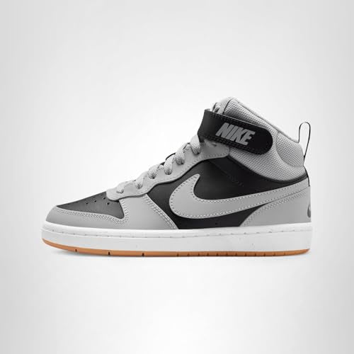 Nike Big Kid's Court Borough Mid 2 Shoes, Black/Light Smoke Grey-White-Gum Medium Brown, 6Y