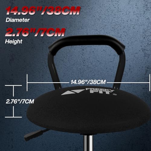 FreekyFit Garage Stool, Adjustable Height Swivel Work Mechanic Shop Stool with Backrest, Pneumatic Shop Chair for Home, Workshop, 300 LBS Capacity, 360° Rotation, Heavy Duty, Black