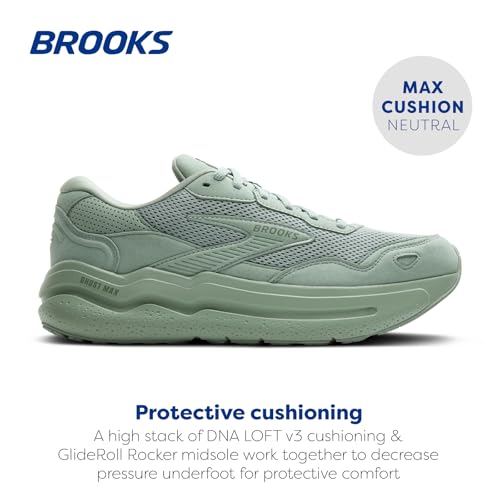 Brooks Men’s Ghost Max Suede/Leather Neutral Running & Walking Shoe - Green/Sea - 8.5 Medium