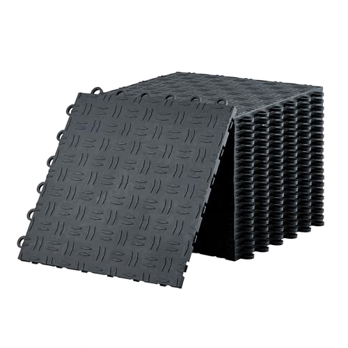 ExploreHorizon 50 Pack Garage Tiles Interlocking, 12"X12" Garage Floor Covering Tile, Non-Slip Double-Sided Texture Garage Flooring Tiles,for Garage, Basement, Workshop & Repair Shop, Graphite Gray