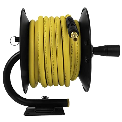 DEWALT DXCM024-0348 3/8" x 50' Manual Hose Reel with Rubber Hose , Yellow