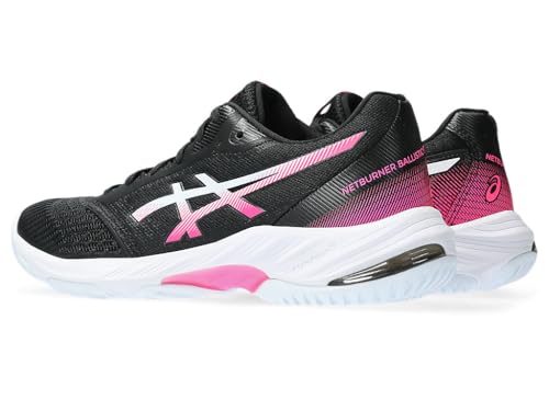 ASICS Women's Netburner Ballistic FlyteFoam 3 Volleyball Shoes, 9, Black/HOT Pink