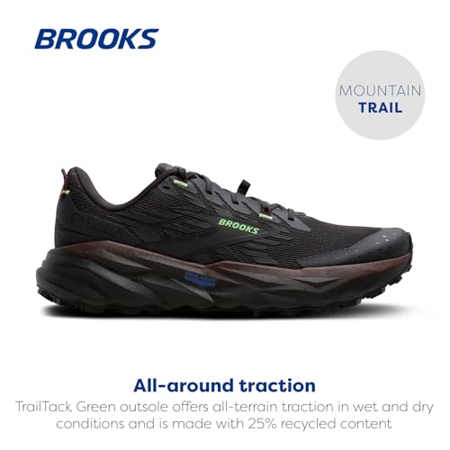 Brooks Men’s Cascadia 19 Mountain Trail Running Shoe - Phantom/Rum Raisin/Green - 10.5 Medium