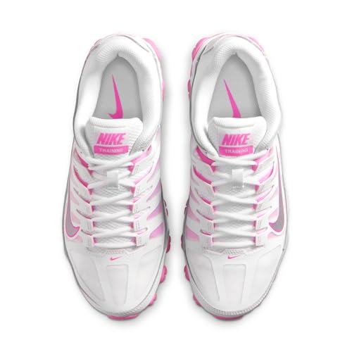 Nike Women's Reax 8 Trainer, White/Metallic Silver-Playful Pink, 8.5