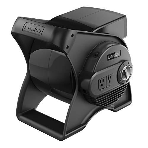 Lasko High Velocity Portable Utility Fan - Adjustable Air Mover Blower Fan for Bedroom, Office Desk, Garage, and Home - With 2 Outlets 120V - 3 Speeds - U12104 - 12" Tall - Black