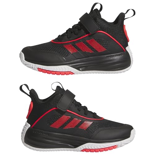 Adidas Unisex-Kids Own The Game 3.0 Mid Top Elastic Lace & Strap Basketball, Black/Lucid Red/White, 5.5