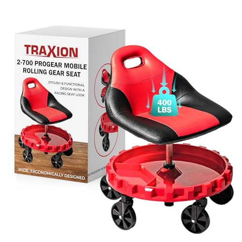 Traxion 2-700 ProGear Mobile Rolling Gear Seat W/Equipment Tray and Five All-Terrain 5" Casters