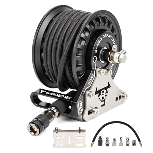 Retractable Air Hose Reel - 1/4" x 23 FT Braided Protective Shell Hose - Heavy Duty Alloy Steel Reel with Automatic Rewind, 450 PSI Max, 1/4" NPT Quick Coupler - Wall/Ceiling Mount for Garage