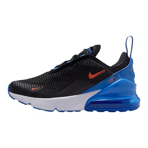 Nike Air Max 270 Little Kids' Shoes (Black/Blue Crystal/White/Turf Orange) Size 1.5