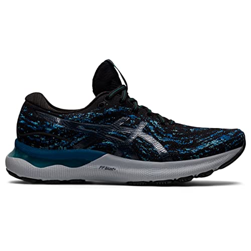 ASICS Men's Gel-Nimbus 24 Mesh Knit Running Shoes, 7, Black/MAKO Blue