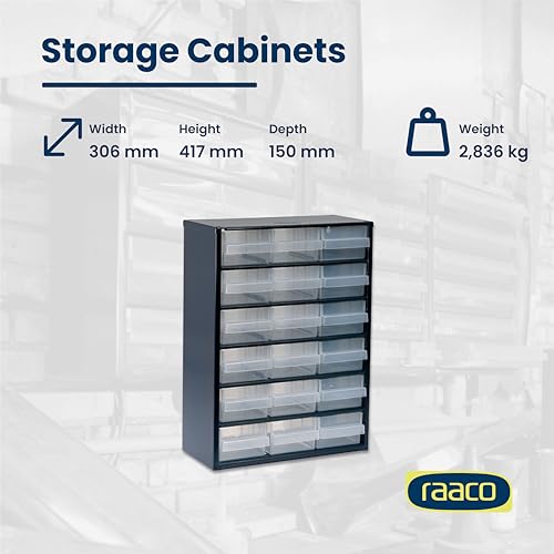 Raaco Steel Storage Cabinet, Standard 18-Drawer (C9-18) - Nuts & Bolts