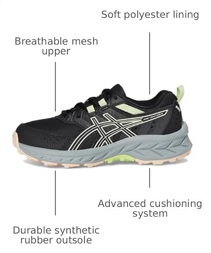 ASICS, Unisex Kids, Gel-Venture 9 Grade School (Little Kid/Big Kid), Black/Whisper Green, 1 Medium, Little Kid