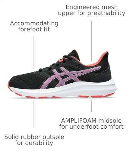 ASICS Kid's JOLT 4 Grade School Running Shoes, 5, Black/UBE