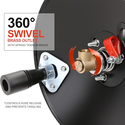 WYNNsky Manual Hose Reel, Suitable for 100FT Air Compressor Hose with 1/4’’ NPT Threads