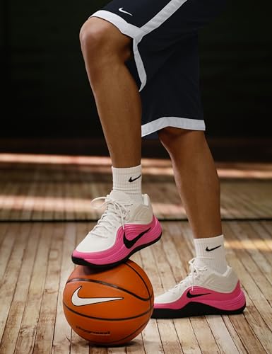Nike Men's Precision 8 Mid Basketball Shoes, White/Black-Pinksicle-Black, 10