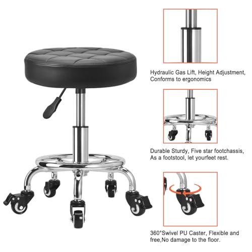 JOSTZHXIN Low Height Roller Stool Height Adjustable, Mechanic Stool Low Rolling Chair, Footstool Modern Roller Seat for Salon SPA Home Office Garage Shop (Style 3)