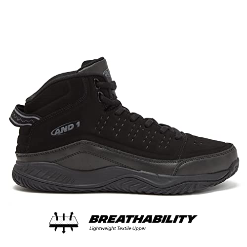 AND1 Pulse 2.0 Men’s Basketball Shoes, Indoor or Outdoor, Street or Court - Black/Black, 13 Medium