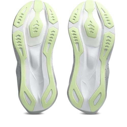 ASICS Womens, Novablast 6 Platinum, Platinum/Glow Green, 12, Medium