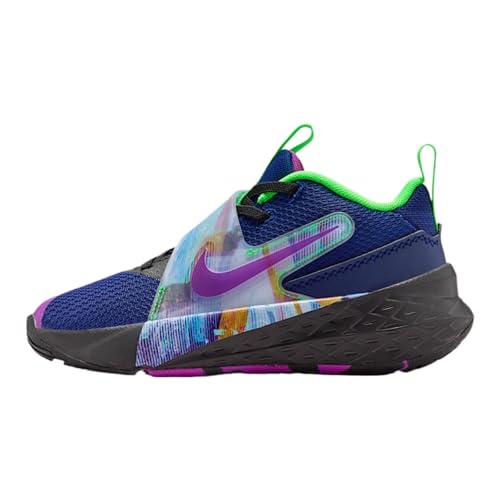 Nike Team Hustle D 12 Little Kids' Shoes (Blue Void/Black/Green Strike/Vivid Purple) Size 13