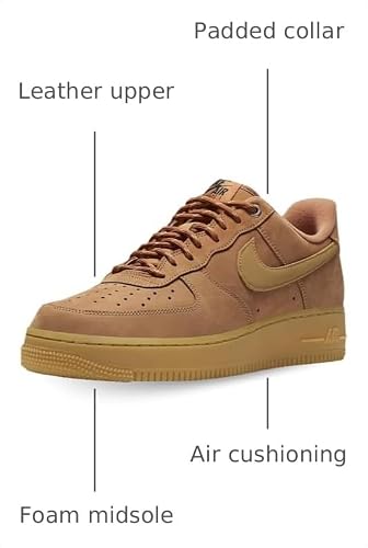 Nike Air Force 1 '07 Fresh SneakerMen's, Flax Wheat Gum Light Brown Black, 8 US