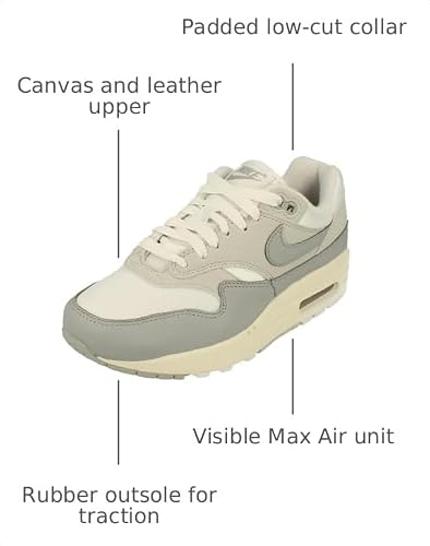 Nike Air Max 1 '87 Women's Shoes (HF0026-001, Pure Platinum/White/Sail/Light Smoke Grey) Size 8